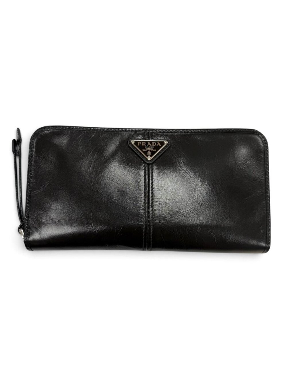 Prada Soft Look the Triangle Logo Zip Around Wallet